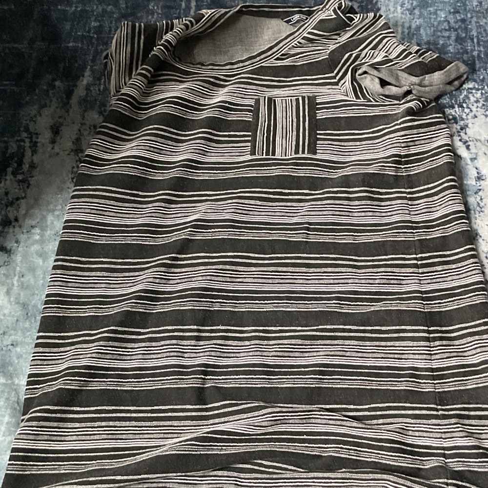 Lands' End Black and White Striped Men's Shirt